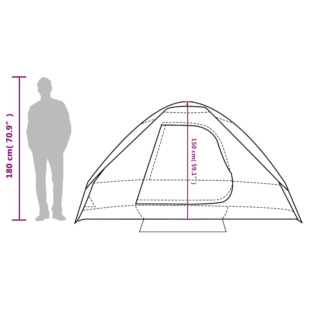Dome Camping Tent for 4 Persons Grey and Orange Waterproof