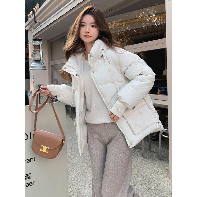 Женская одежда больших размеров осень и зима свободная повседневная куртка-тулинг с капюшоном короткая пуховая хлопковая куртка