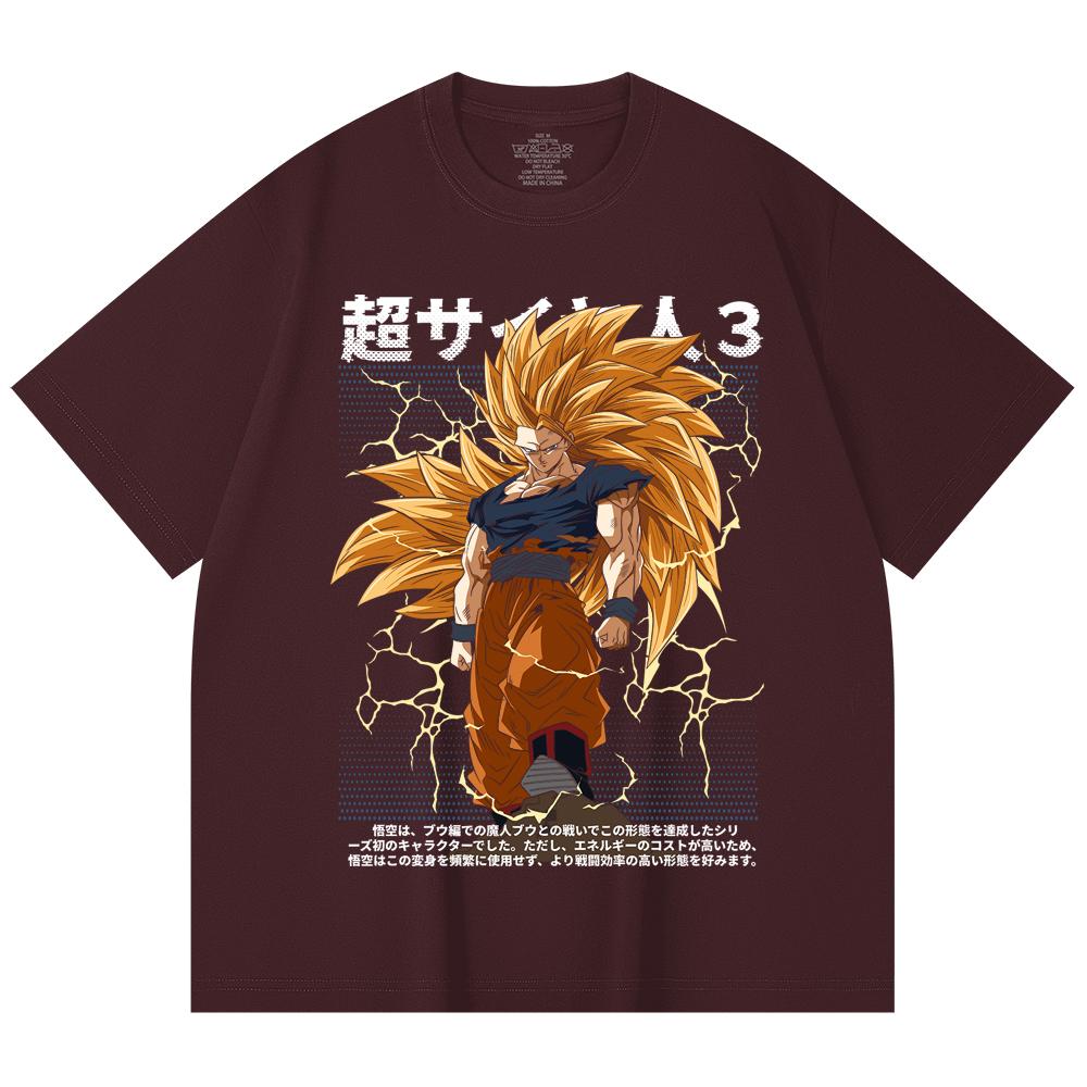 230 г/м² 100% хлопок Dragon Ball V59 Принт Goku SSJ3 Унисекс Тяжелая хлопковая футболка