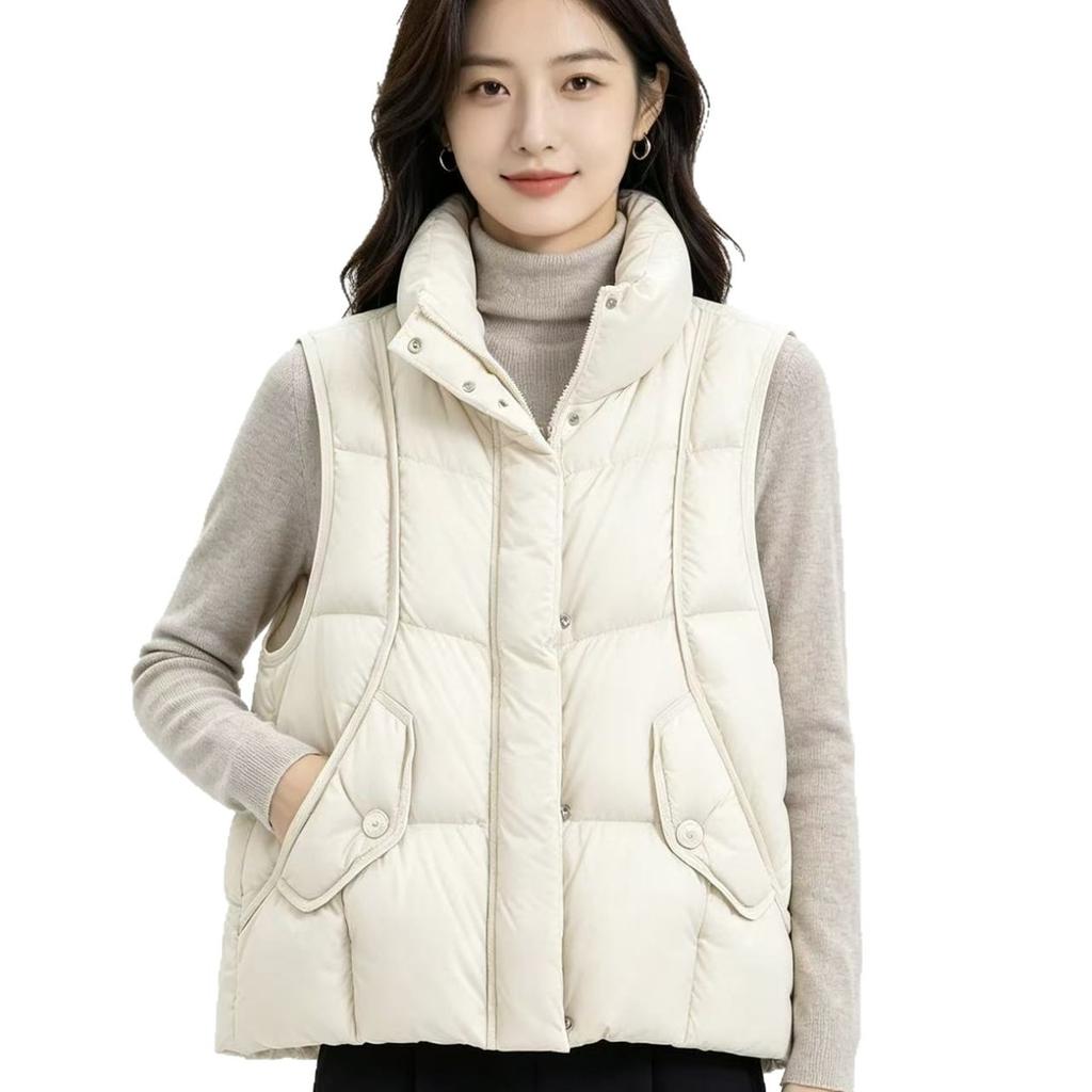 Fashion stand-up collar down cotton vest women's new winter warm foreign style versatile vest vest vest vest vest jacket