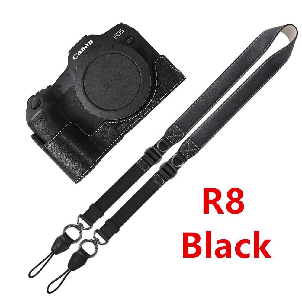 Получехол для камеры из ПУ кожи личи для Canon EOS R50V R50 R100 R8 R10 R5 R5II R6 R6II 200D 200DII SX70HS, чехол с плечевым ремнем