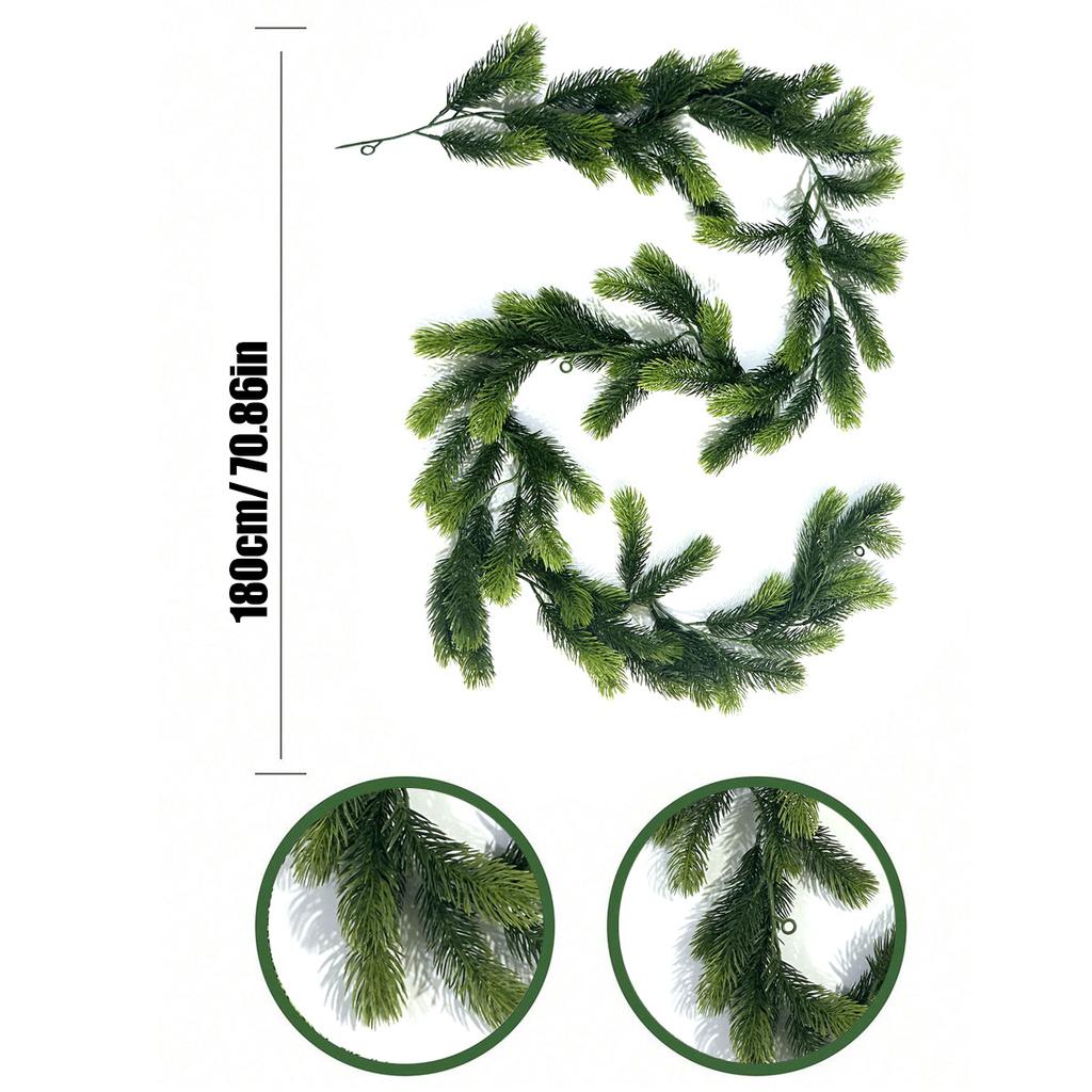 1.8 Meters Plastic Pine And Cypress Rattan Green Wedding Christmas Day Decoration Simulation Rattan Pine Needles Fake Plant Wall Hanging