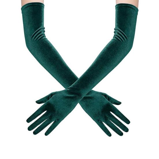 1 Pair Bride Wedding Gloves Golden Velvet Anti-slip Five Fingers Retro Pure Color