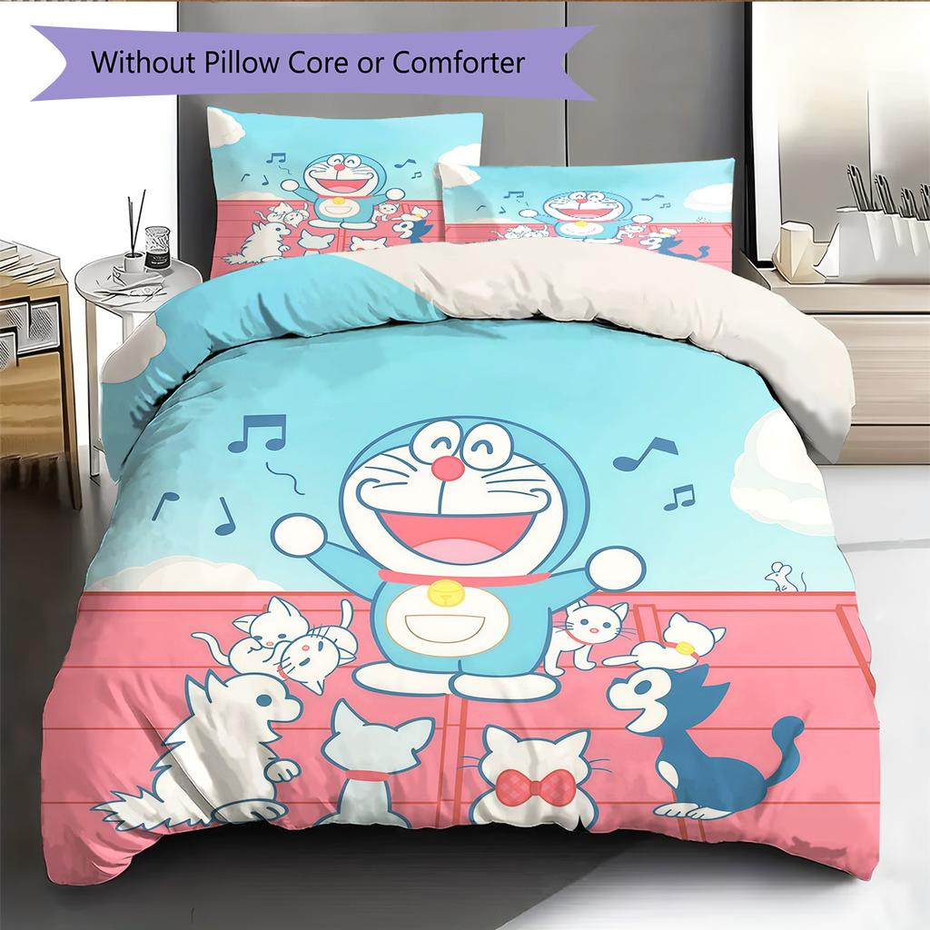 Doraemon4 Pattern Bedding Quilt Set Home Decoration Gift (1 * duvet cover + 2 * pillowcase without core)
