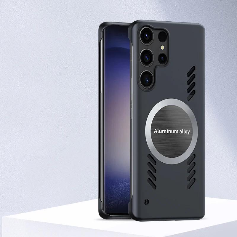 Роскошный графеновый охлаждающий магнитный чехол для телефона Samsung S25 S24 S23 Ultra S22 Plus S21 S20 FE безрамочный чехол