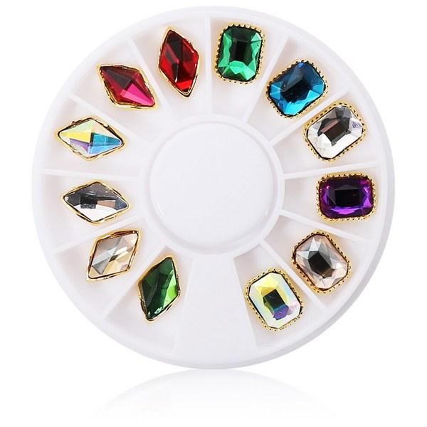 May Brown Capstone Diamond Nail Stone Parts Set M02192, Mixed Colors, 1 Set