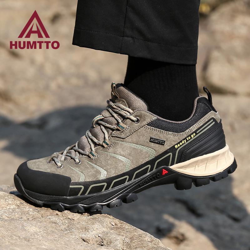 HUMTTO Мужские кроссовки, кожаные водонепроницаемые спортивные походные туфли, зимние дышащие горные треккинговые кроссовки для мужчин