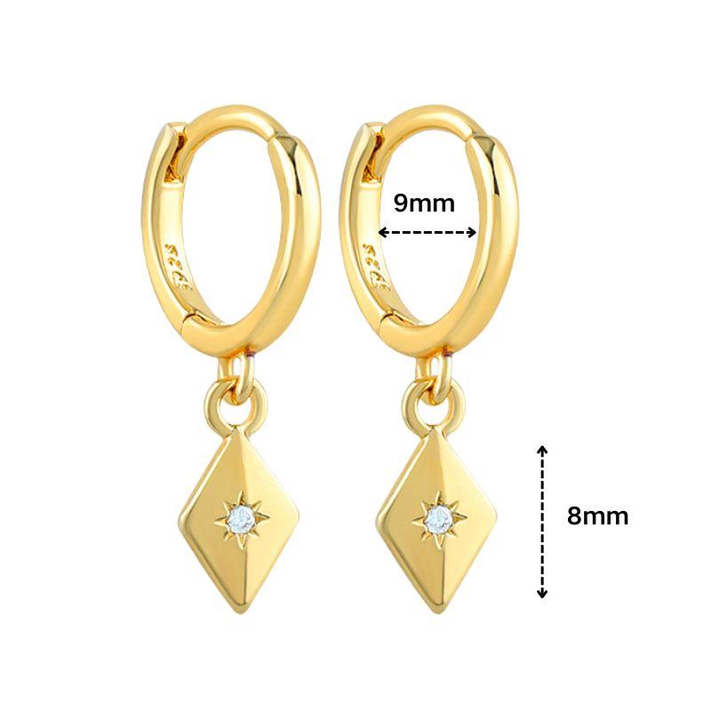 925 Silver Needle Square Pendant Hoop Earrings Vintage Gold Earrings For Women Shell Pendant Earring Fashion Jewelry Accessories