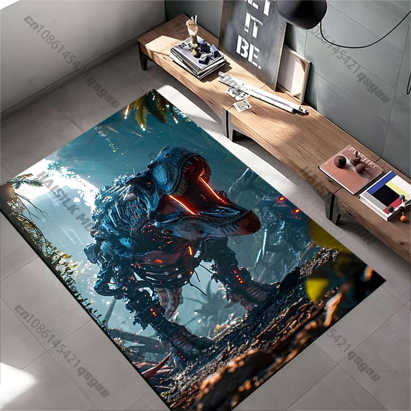 Futuristic robotic dinosaur jungle carpet Yoga living room room decor children's crawling mat doormat area rug games mat