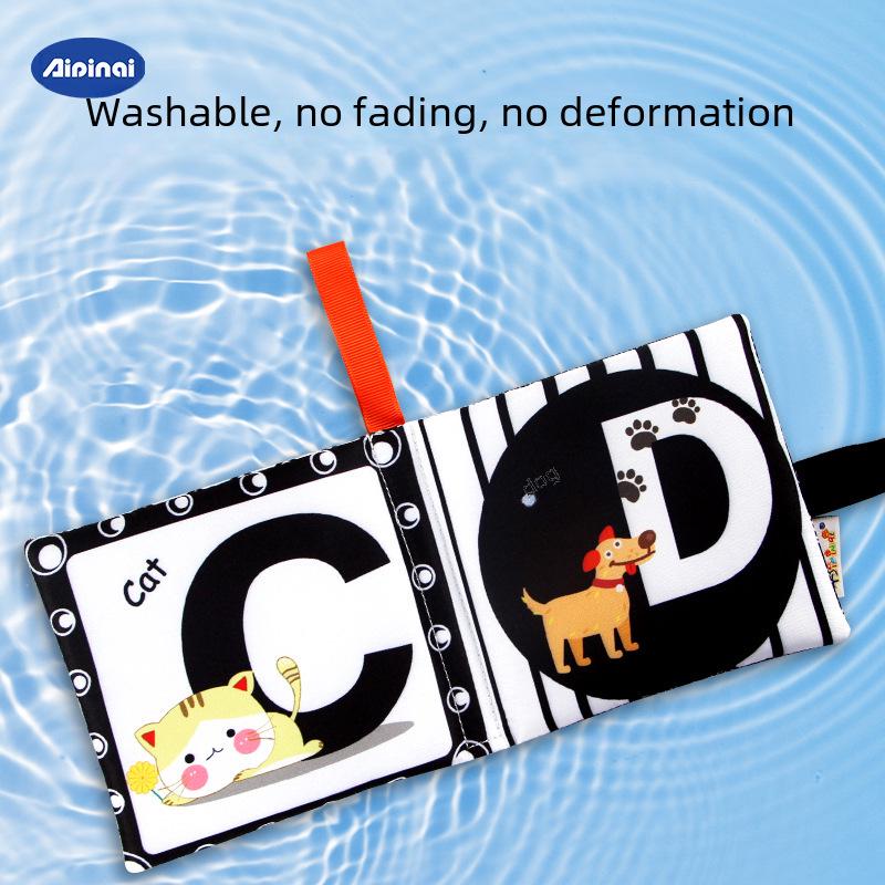 Aipinqi Черно-белая Детская Тканевая Книга Монтессори: Визуальная стимуляция для детей, устойчивая к разрывам