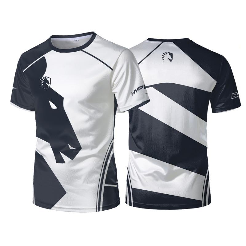2024 Новая футболка с униформой киберспортивной команды Team Liquid Игры CS GO LOL DOTA2 Футболка для соревнований Повседневная дышащая спортивная майка Топы для мальчиков Футболка