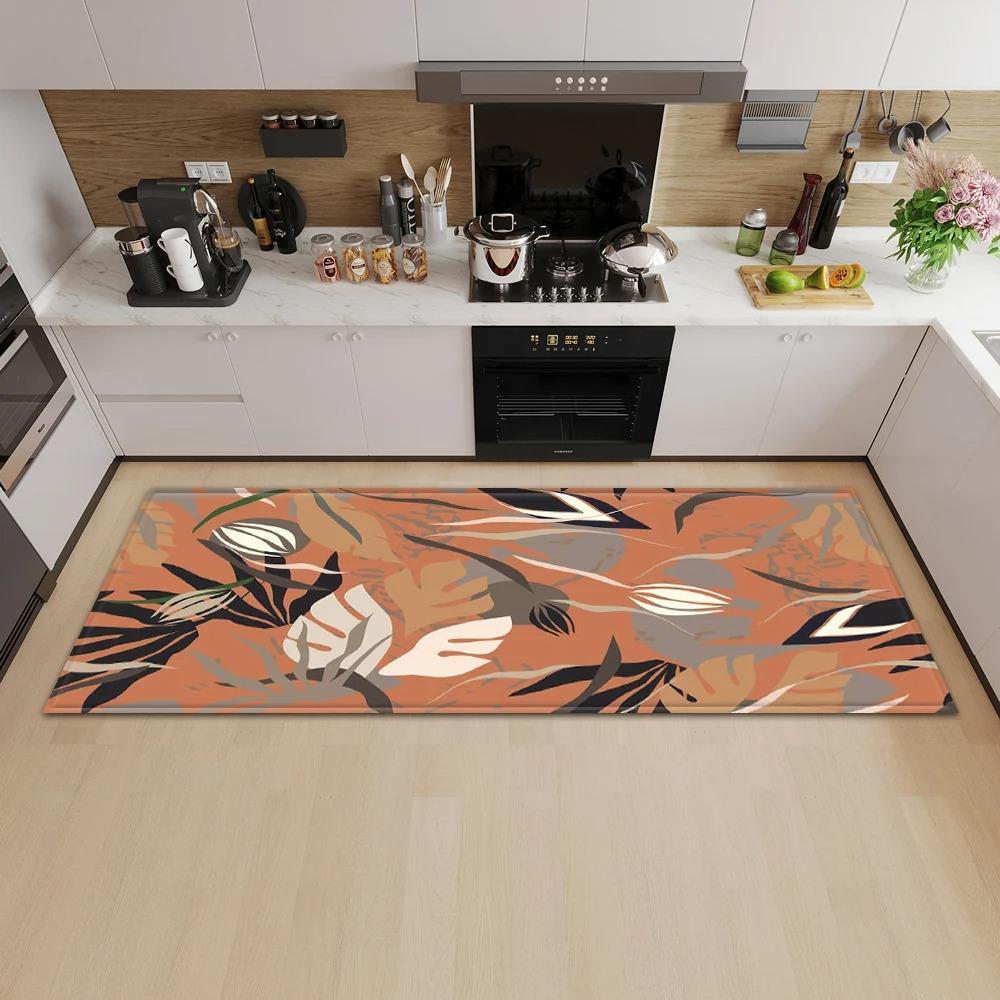 Tropical Plant Illustration Pattern Home Kitchen Floor Mat Door Front Decoration Floor Mat