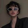Diamond Oval Ladies Sunglasses Luxury Brand Diamond Small Glasses Japanese and Korean Metal Trend Decoration Oculos De Sol