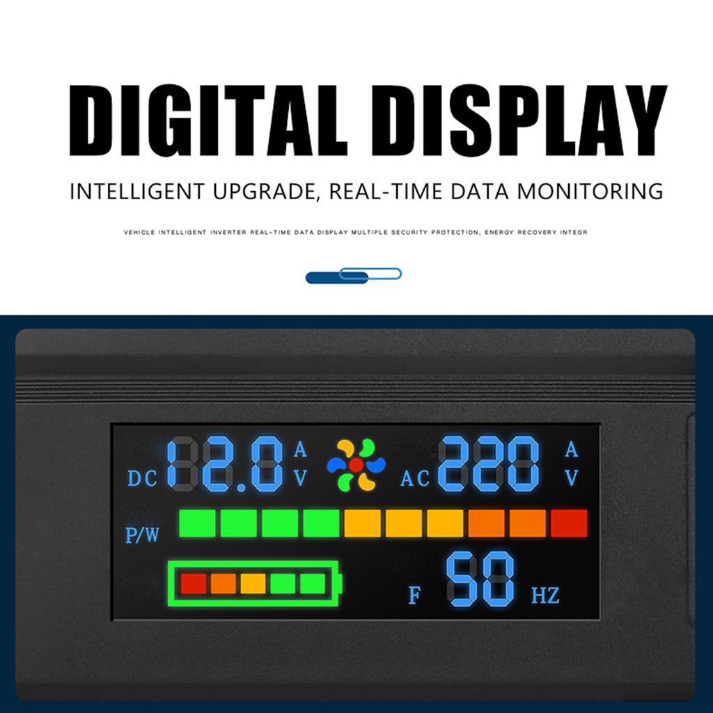 Pure Sine Wave Inverter 500W/1200W/1600W/2200W Car Inverter DC 12v/24v To AC 220V Voltage Transformer Power Converter Solar Inverter LCD Display 4 USB