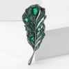Fashion Retro Zircon Feather Brooch Copper Micro-Inlaid High-End Corsage Elegant Luxury Jewelry Anti-Light Pin