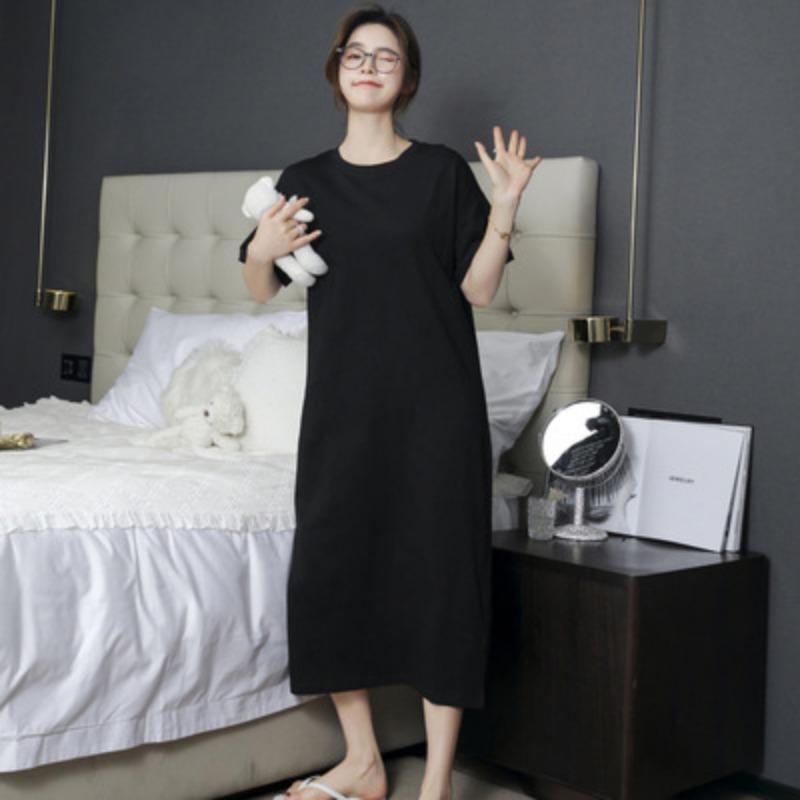 YYFS Women's Fashion Summer Spring Short Sleeve O-Neck Loose Waistline Casual Dresses