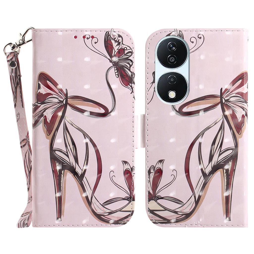 For Honor X7b 4G/90 Smart/Play 50 Plus 5G Cover 3D Pattern Printing Leather Stand Phone Case with Strap