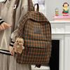 Korean Mori Girl Plaid Backpack: Retro, Large Capacity, Versatile Shoulder Bag for Women