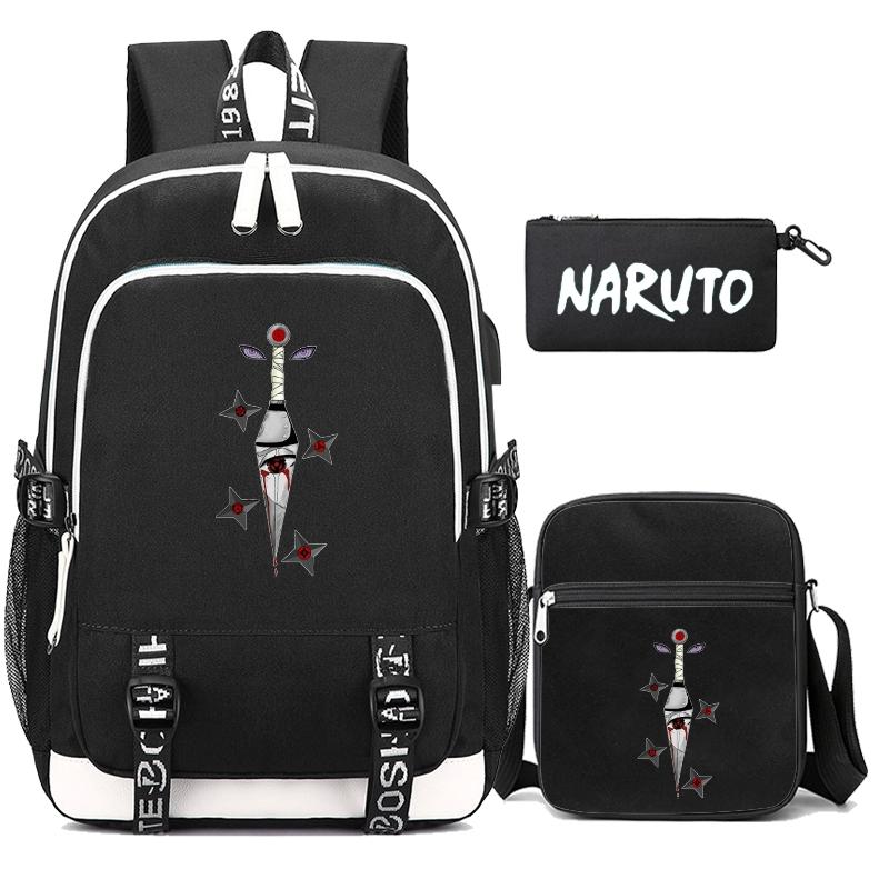 3 шт./компл. рюкзак аниме «Наруто» для мальчиков и девочек-подростков, школьный рюкзак с сумкой на плечо, чехол Pencli, дорожная сумка, рюкзак