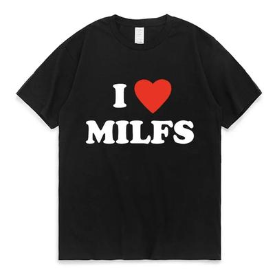 Футболки с принтом «I Love MILFS I Heart Hot Moms», летние мужские и женские повседневные футболки с короткими рукавами в стиле Харадзюку, модные футболки