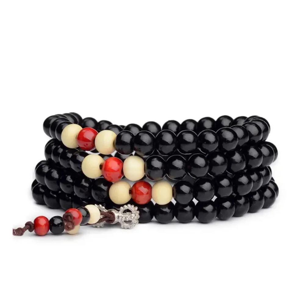 Модные браслеты, натуральные бусины из палисандра 6 мм, 108 браслеты Будды для мужчин и женщин, длинный браслет, подарок на религию, тибетские украшения