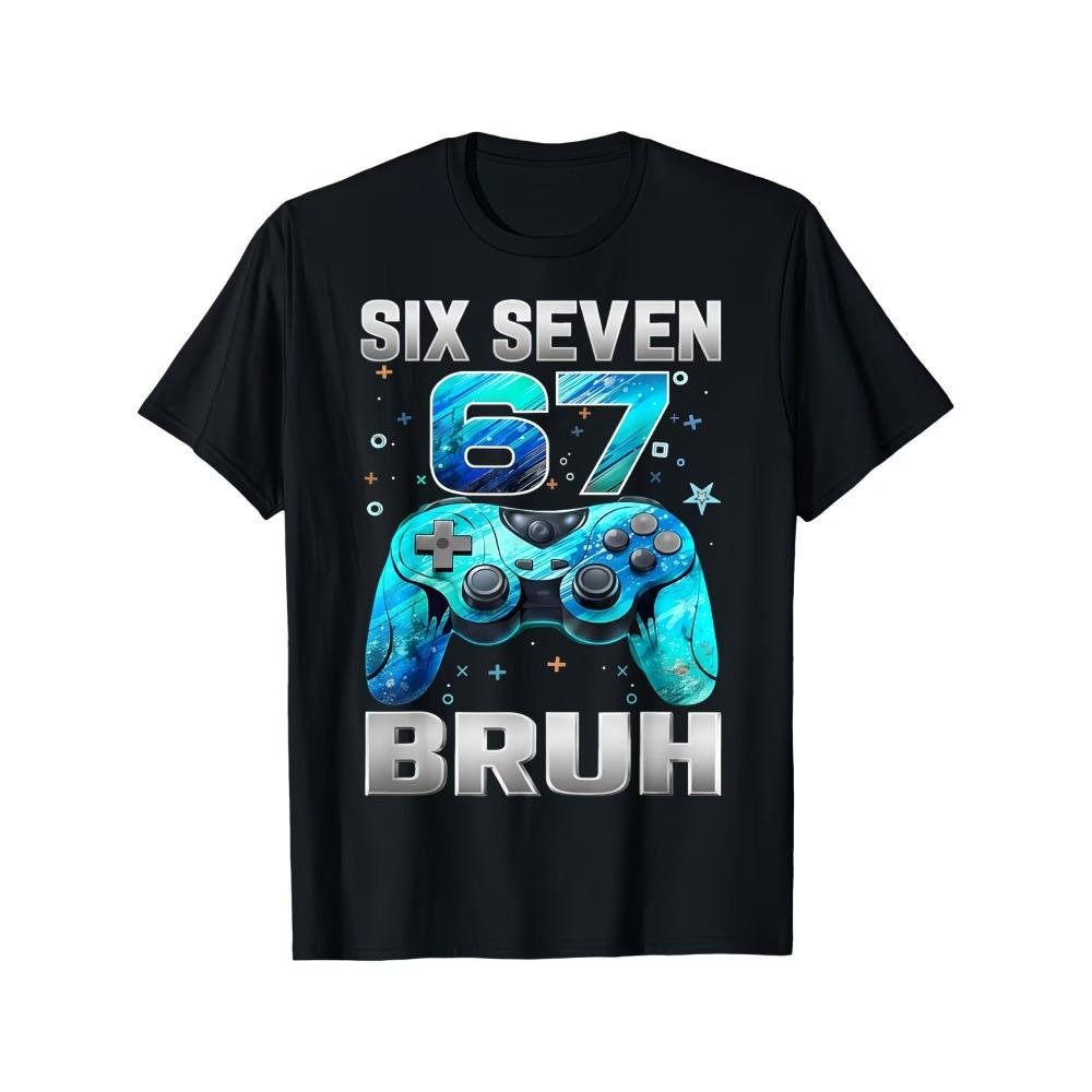 Sxi Seven Waffle Pattern 67 Print Summer Children's T-Shirt Polyester Casual Trendy Boys Short Sleeve Shirt Trendy Kids Clothes Tee