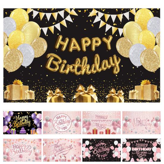 Fashion Clear Printing Decorative Washable Happy Birthday Party Backdrop Cloth Home Decor for Festival Banner