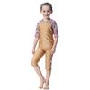 Three-Piece Swimsuit Girls Short Sleeve Print Floral Swimming Suit for Kids Swimwear Baby Children Swimming Bathing Suit with Cap