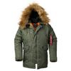 Military Green Long Puffer Coat with Removable Brown Fur Hood, Warm Winter Jacket for Men and Women