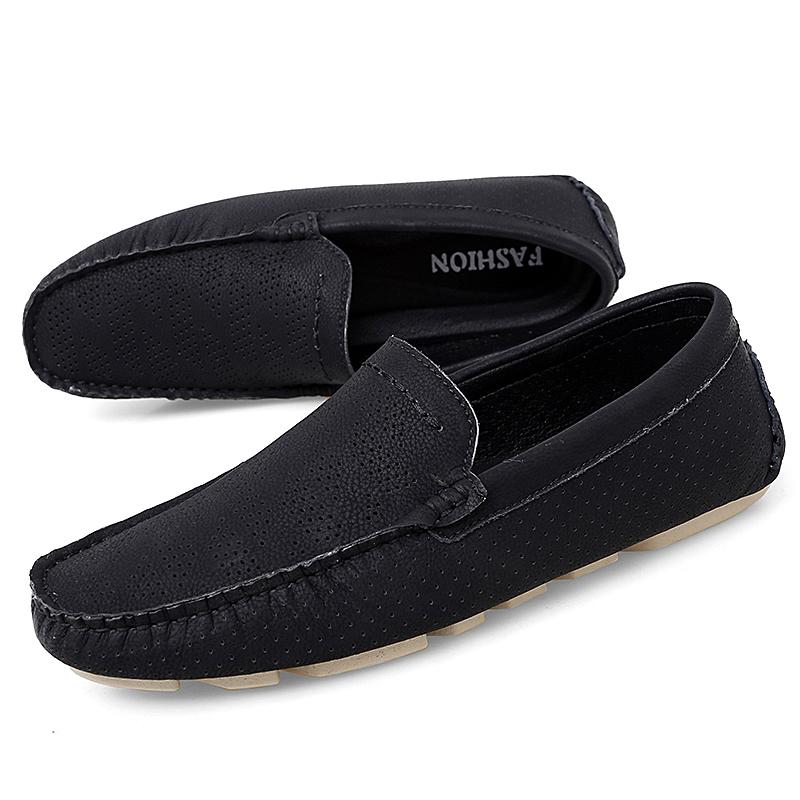 Big Size 38-47 Men's Genuine Leather Shoes Breathable Slip On Driving Men Casual Shoes Moccasins Luxury Loafers Mens Summer Flat