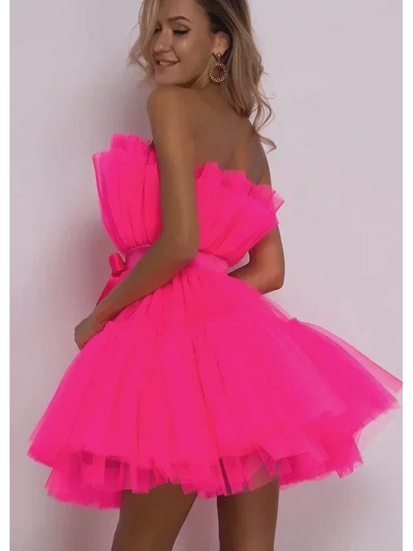 WT2025 Элегантное платье из сетчатого тюля с бантом