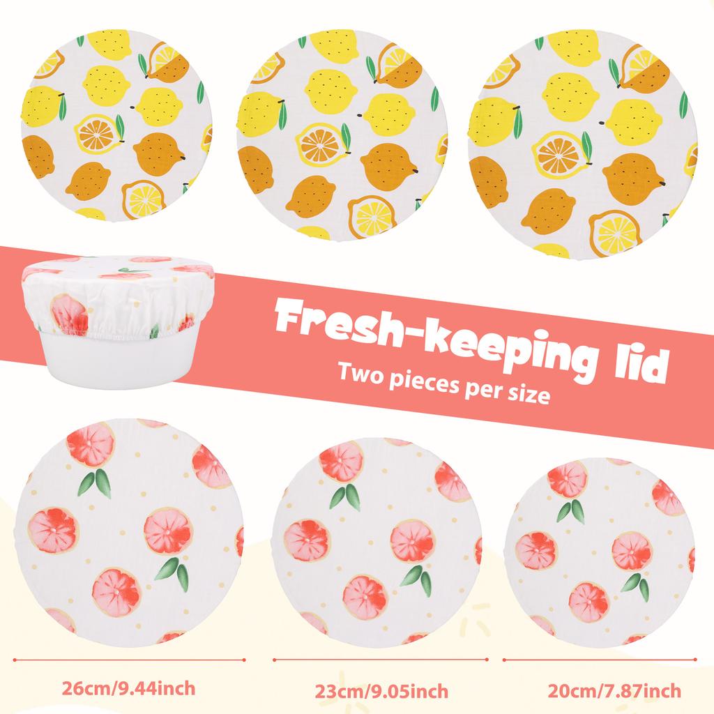 6Pcs Cotton Bowl Covers Elastic Food Storage Bowls Cover 3 Sizes Reusable Kitchen Dish Covers for Bread Proofing Food Leftover