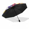 1pc Colorful Geometric Anime Character Automatic Folding Umbrella, Portable 3-Fold Design with Iron Frame, Perfect for Outdoor Use, Festive Gifts, Tra