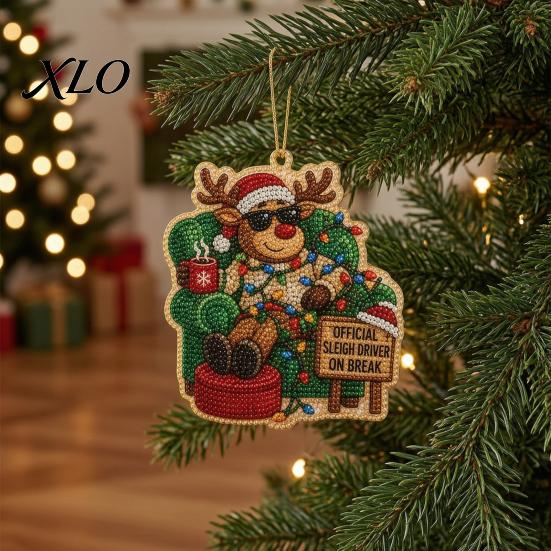 Festive Party Favors Gifts Christmas Hanging Faux Pearl Art Kit for Adult, DIY Bead Crafting Supplies Painting Ornament, Handmade Holiday Craft