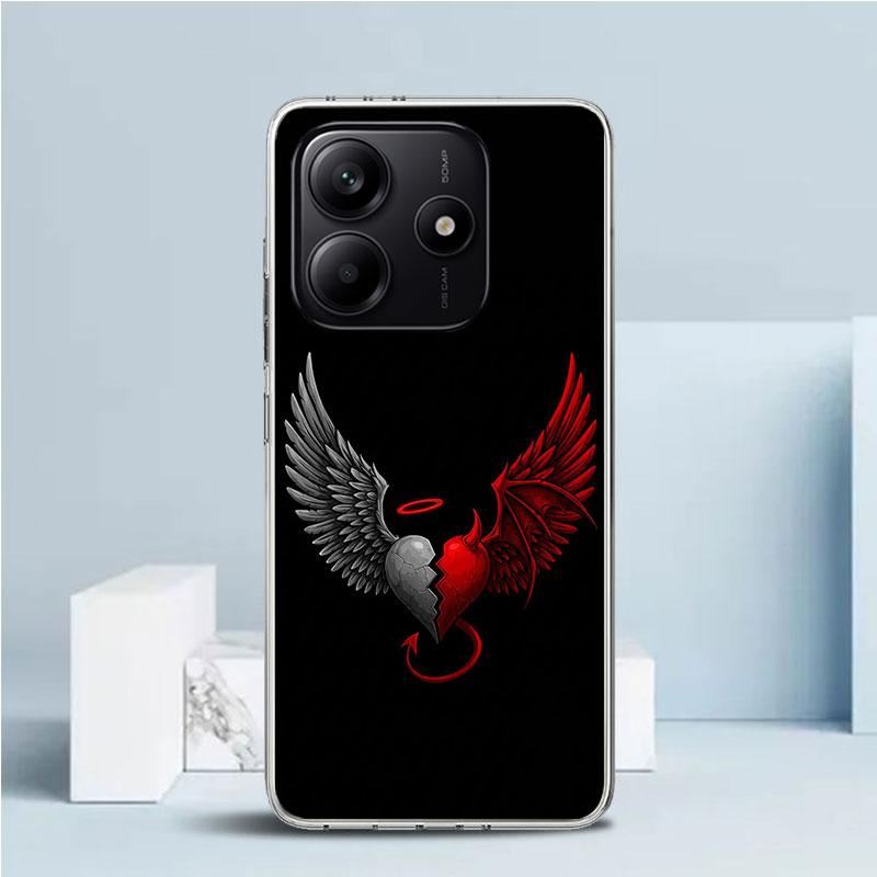 Мягкий чехол Ангельские Крылья Дьявол Плохой для телефона Xiaomi Redmi Note 15 14 13 12 Pro Plus Чехол для телефона 14S 11S 11T 11E 10S 10 4G Узорчатый корпус R