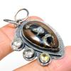Mud Crack Fossil,Citrine 925 Sterling Silver Jewelry Pendant 2.01" t0P15