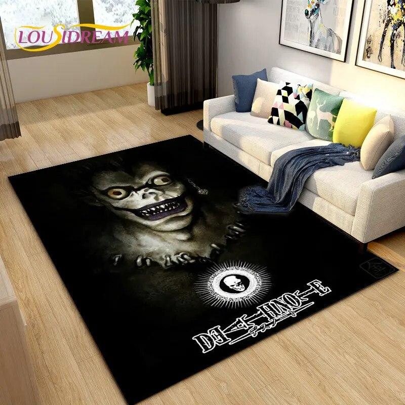Большой ковер в стиле аниме Death Note, коврик для гостиной, дивана, детской комнаты, кухонный коврик для ванной комнаты, мягкий нескользящий напольный коврик