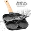 Egg Frying Pan Non Stick 4-Cup Burger Steak Pancake Sausage Omelet Breakfast Cooker Pan with Long Handle Cooking Tool