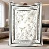 2026 New Flannel Blanket 1pc Featuring a Modern Floral Pattern In Black & White, a Sturdy Flannel Blanket Suitable for Sofas, Pets, And All Seasons, P