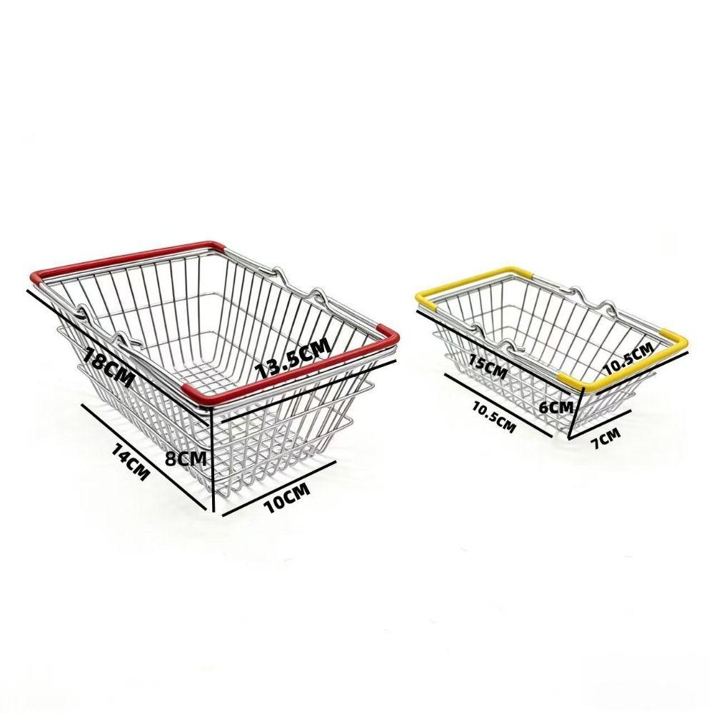 1pc Metal Wire Mini Shopping Basket 2 Sizes Available with Handle Desktop Storage Basket Mesh Desk Organizer Stationery Holder