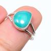 Кольцо из чистого серебра 925 пробы с натуральным хризопразом ручной работы S.7.5 p3e93