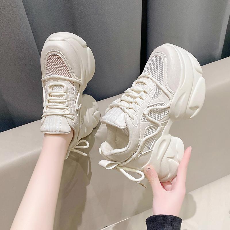 Модные женские кроссовки на толстой подошве Basket Femme, летние кроссовки для женщин, вулканизированная обувь, модные дышащие женские кроссовки на толстой подошве, платформа