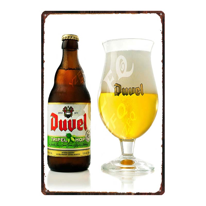YZFQБельгийское пиво Duvel Жестяные металлические знаки Табличка Винтажный Музыкальный Бар Ресторан Дом Мужская берлога Декор Настенные наклейки DU-7713B