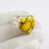 Honey Dahlia Turquoise Ring, Heart Ring, 925 Sterling Silver Handmade Ring, Gift For Wife, Yellow Gemstone