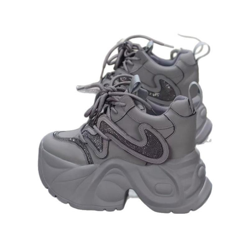 Новые повседневные спортивные кроссовки на осень и зиму, увеличивающие рост и с флисовой подкладкой, на толстой подошве, "папины" кроссовки для женщин