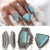 3pcs/Set Boho Vintage Punk Silver Color Stone Midi Finger Rings For Women /Men Bohemian Ring
