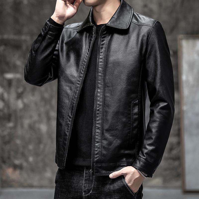 Мужская куртка из ПУ-кожи с воротником-стойкой - Мягкое, универсальное, легкое пальто в стиле business casual для осени и зимы