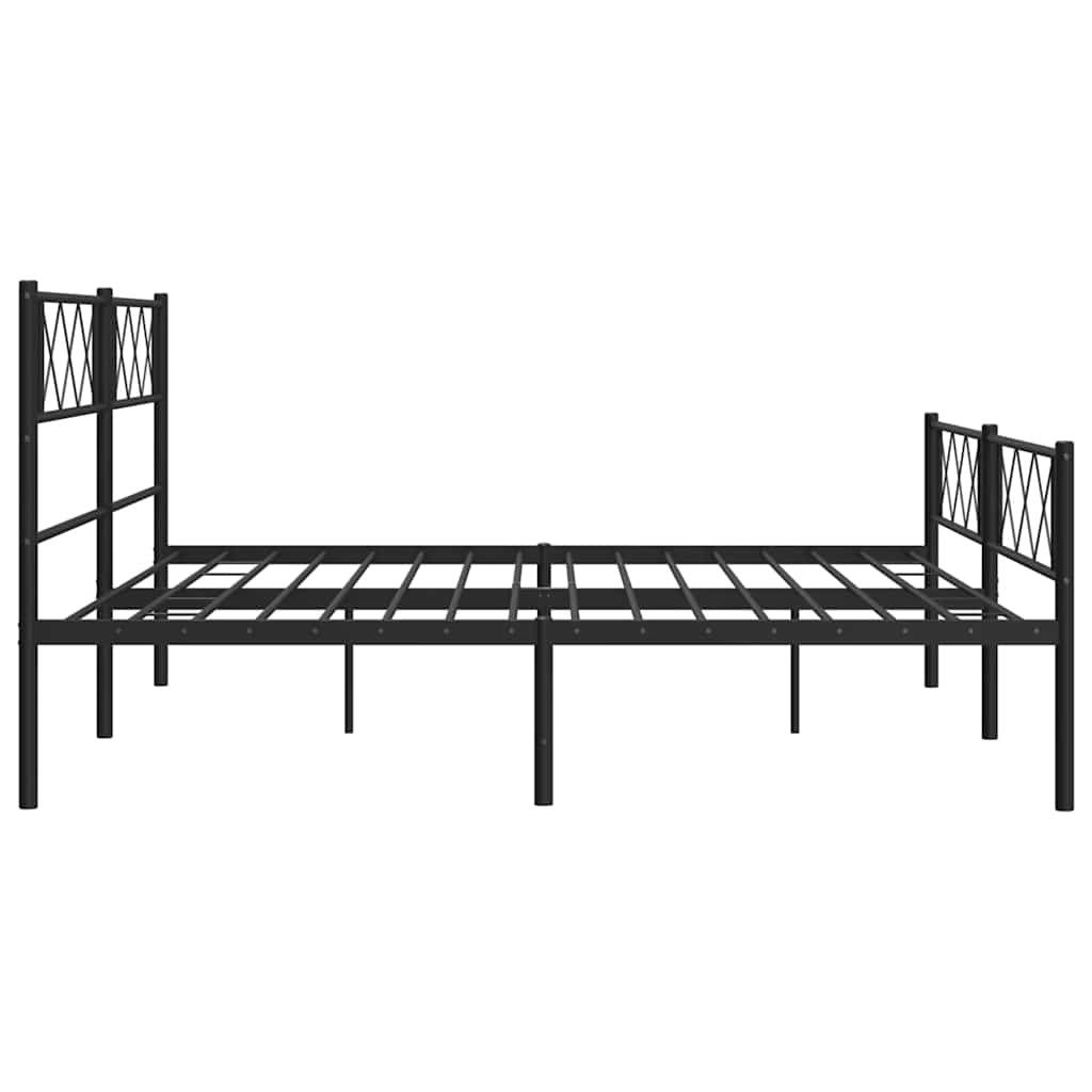 Metal Bed Frame with Headboard and Footboard Black 193 x 203 cm