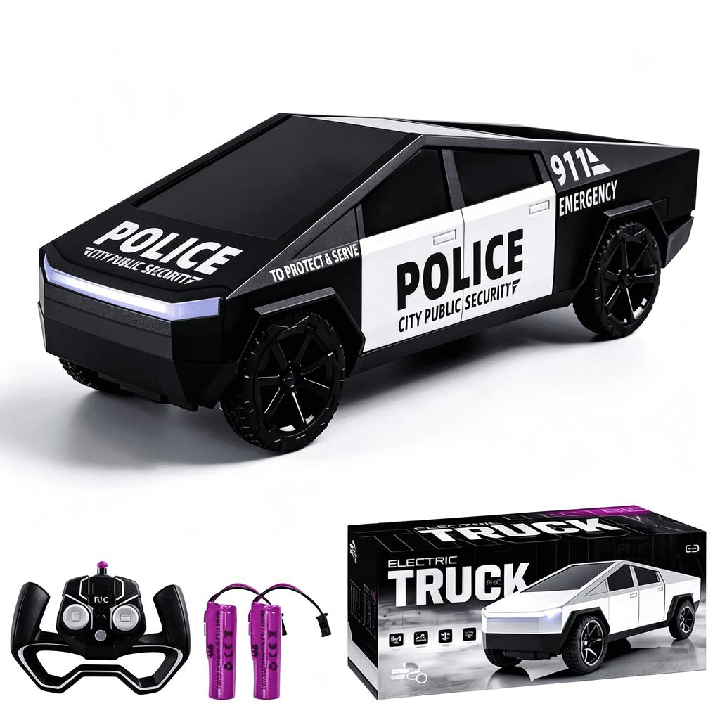 Радиоуправляемый Cybertruck Полицейский Пикап 1:24 4WD Радиоуправляемая машина Высокоскоростной Внедорожник со светодиодной подсветкой Перезаряжаемая Детский Подарок