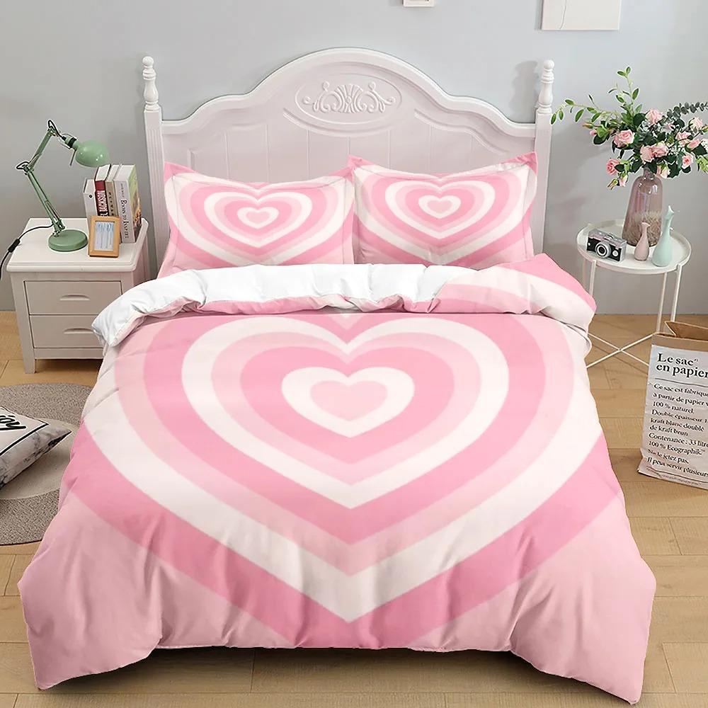 Turquoise Heart Wave Abstract Duvet Cover Collection King Queen Double Full Twin Single Size With Bed Linen Collection